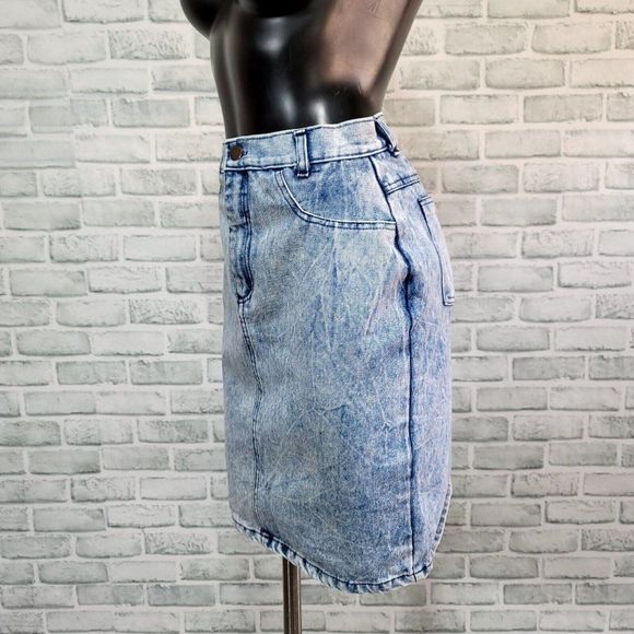Vintage 90s Cross Towne Womens S Acid Washed Denim High Waisted Pencil Skirt - Picture 2 of 10